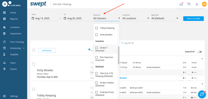 Payroll report- Cleaner filter