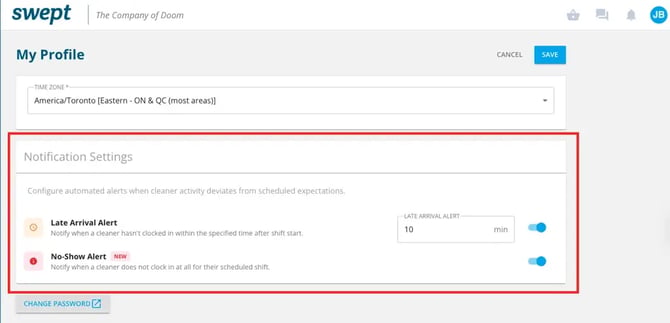 Alerts in Profile