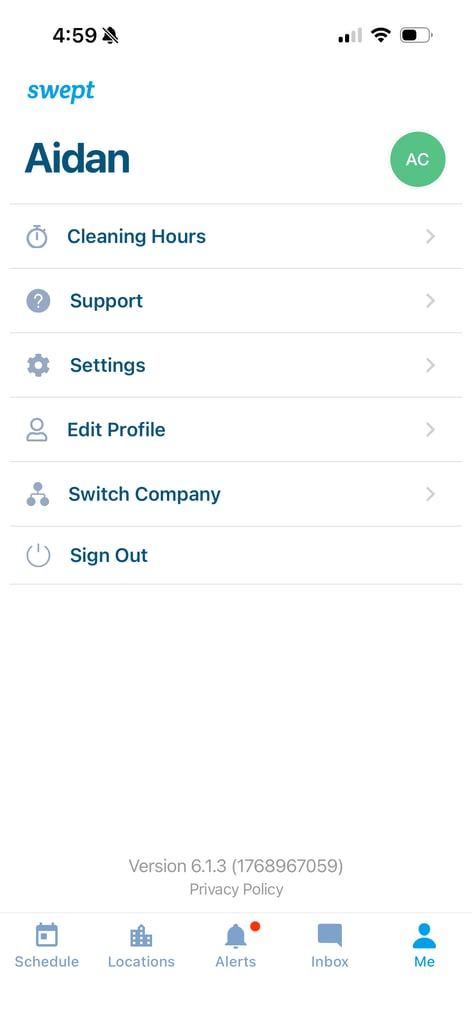 Swept App Changing Your Profile Information