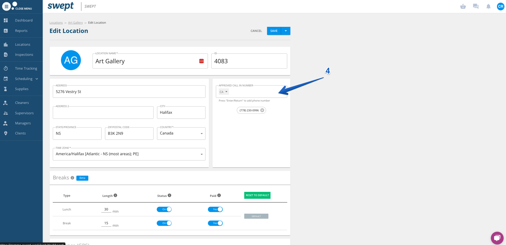 Swept App Setup IVR for Clock In/ Out