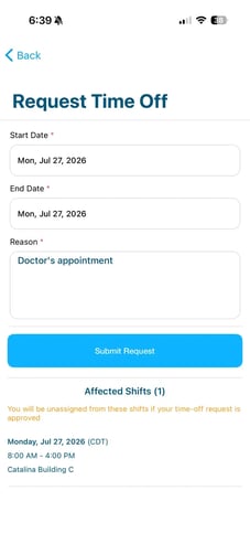 Time off Dates