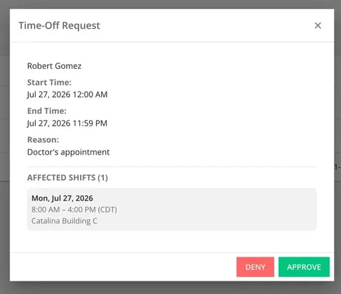 Time off Request manager