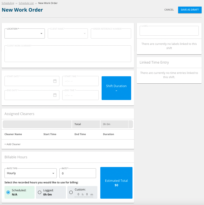 How do I create a Work Order in Swept?